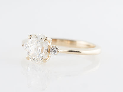 1 Carat Cushion Diamond Engagement Ring in 14k Yellow Gold