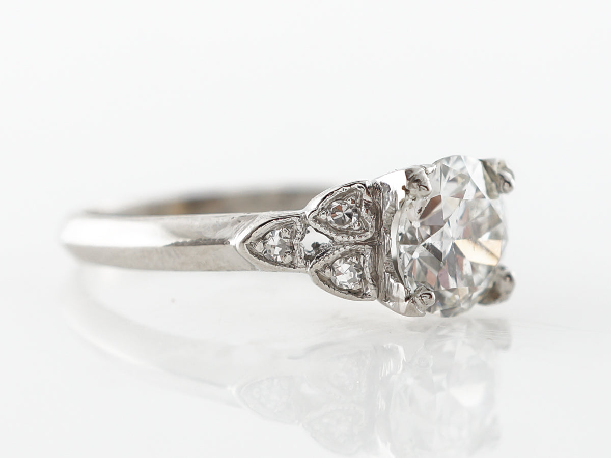 1 Carat Vintage Diamond Engagement Ring Platinum