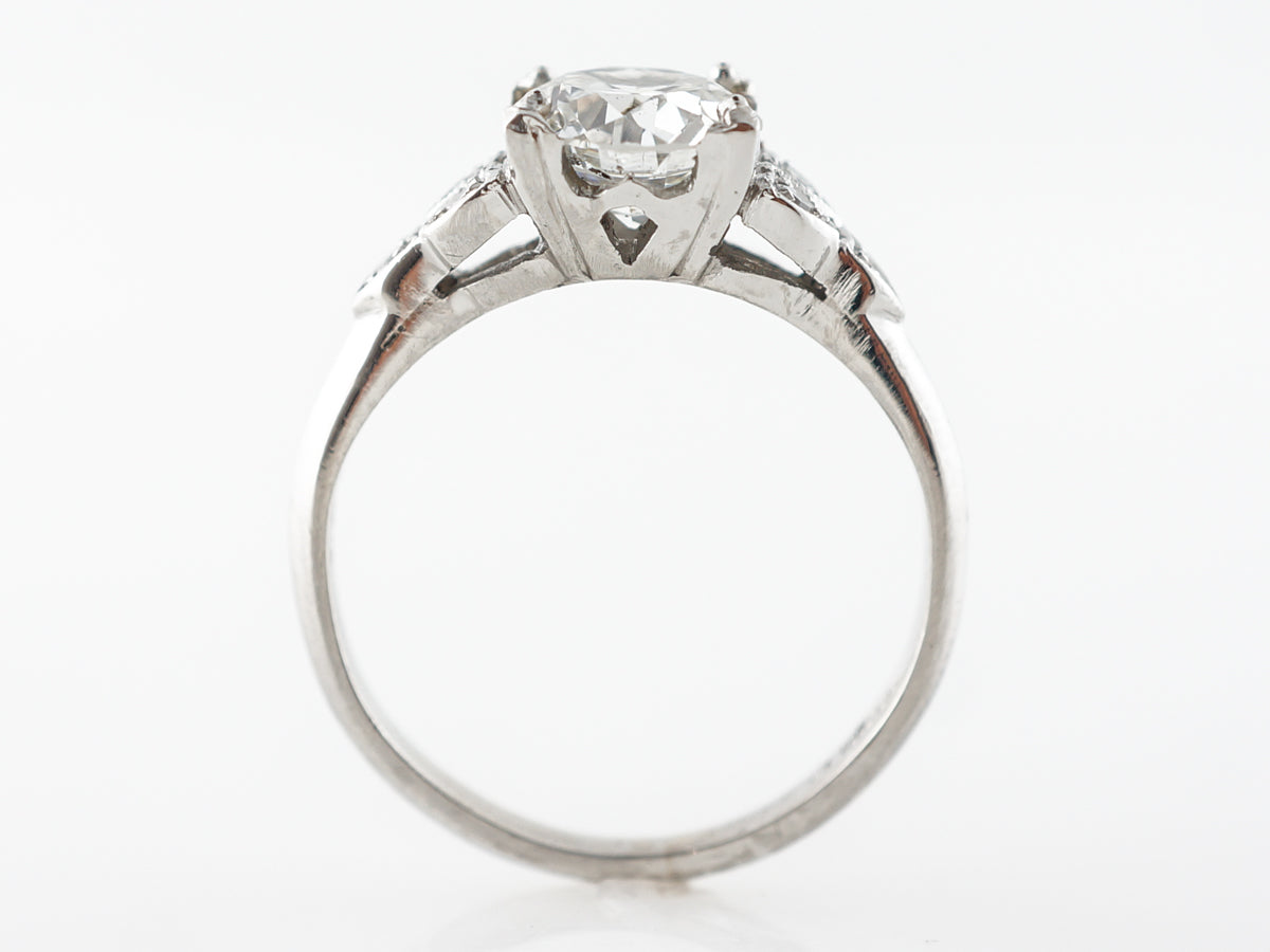 1 Carat Vintage Diamond Engagement Ring Platinum