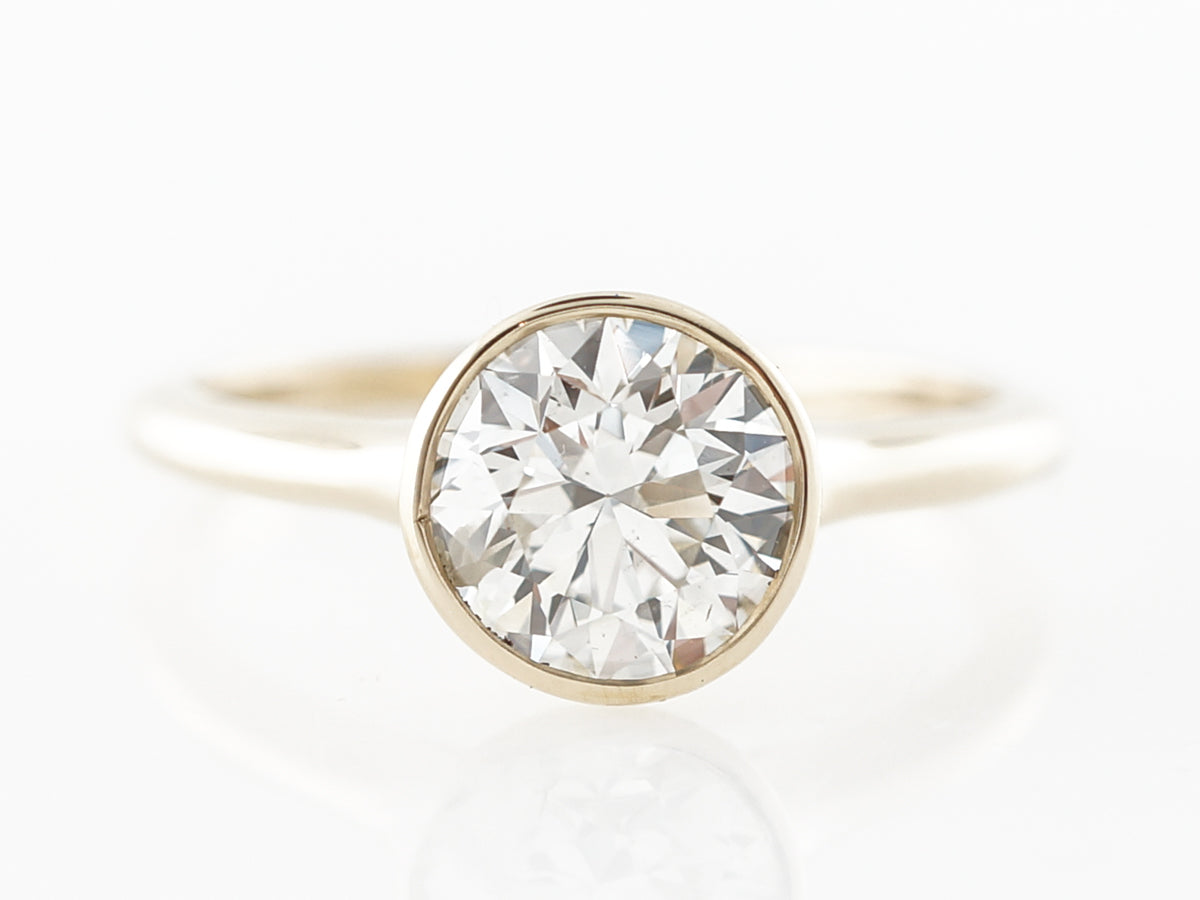 1 Carat Diamond Bezel Solitaire Engagement Ring in 14k