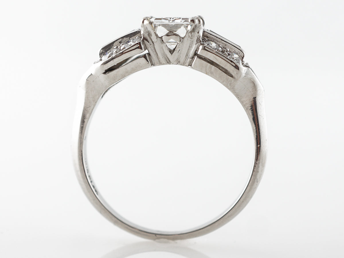 1 Carat Emerald Cut Diamond Art Deco Engagement Ring Platinum