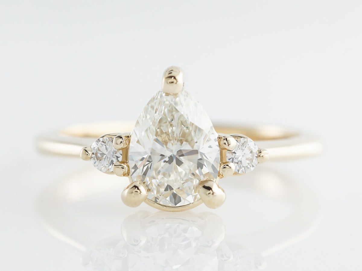 1 Carat GIA Pear Cut Diamond Engagement Ring in 14k
