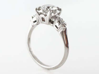 Mid-Century 1 Carat Diamond Engagement Ring Platinum