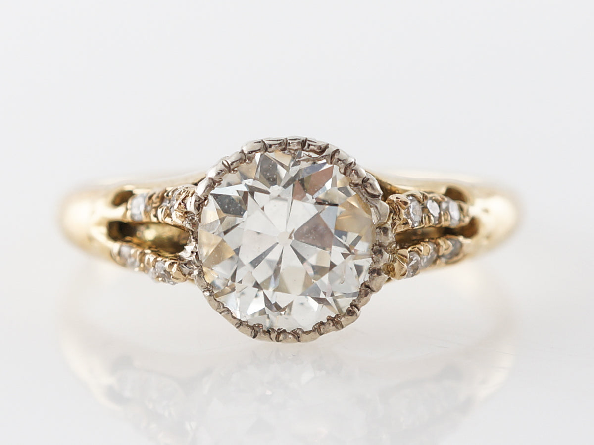 1 Carat Antique Diamond Engagement Ring in 14k Yellow Gold