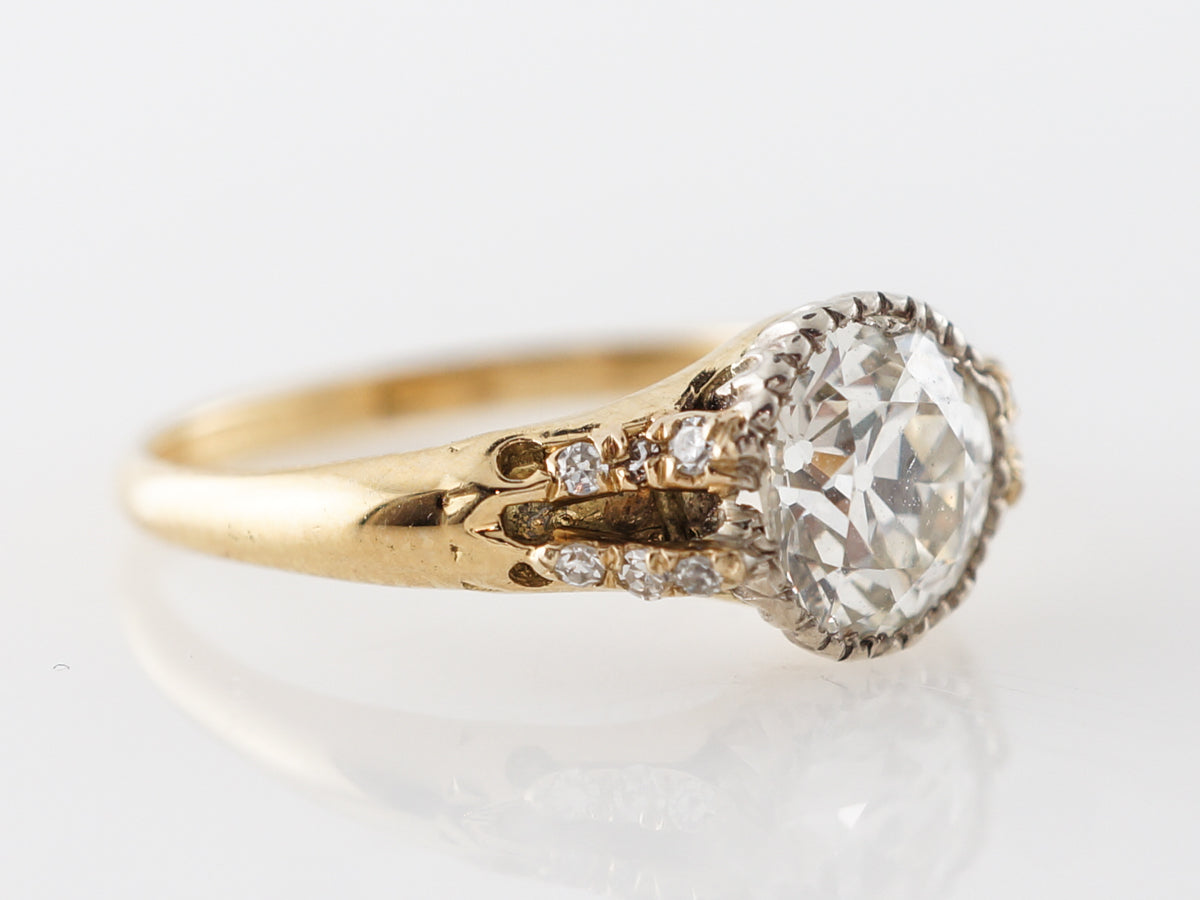 1 Carat Antique Diamond Engagement Ring in 14k Yellow Gold