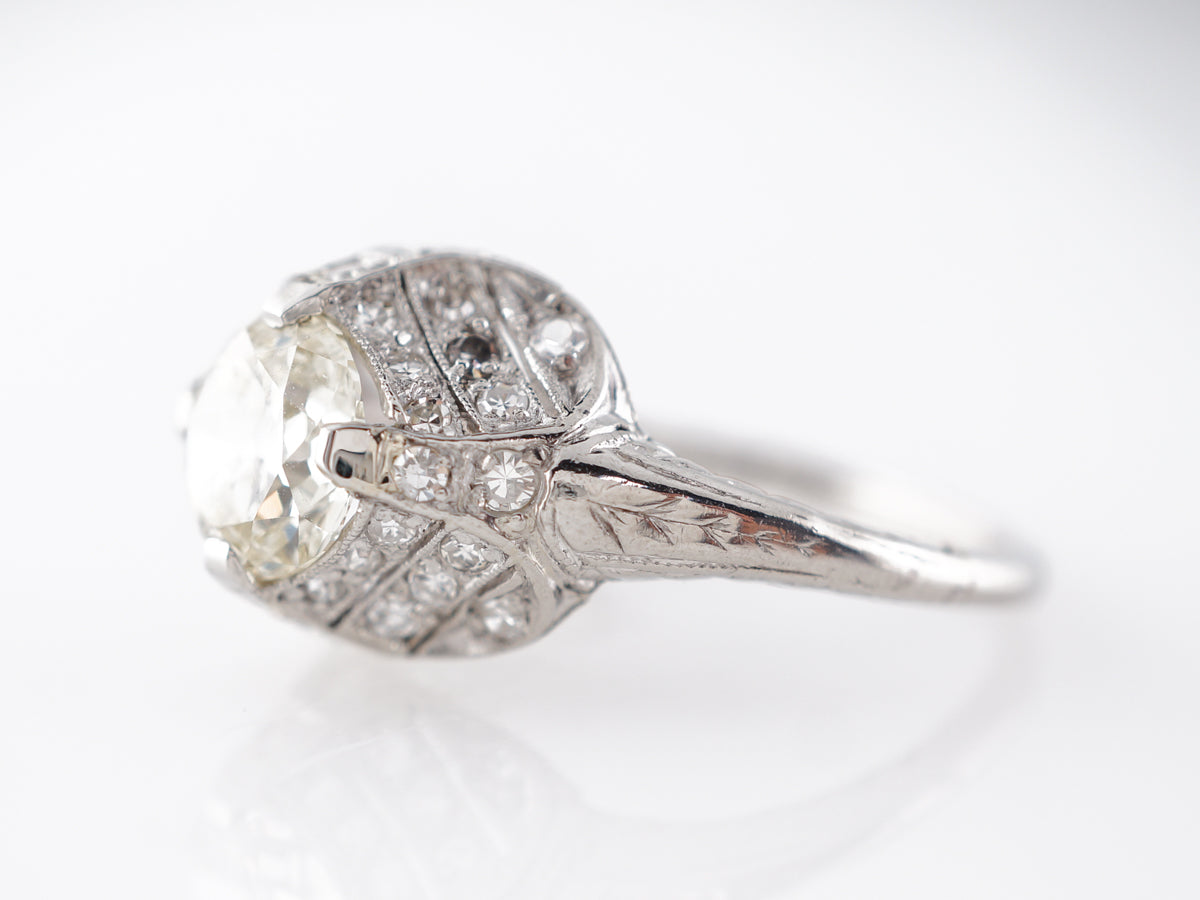 Vintage 1.00 Carat European Diamond Filigree Engagement Ring