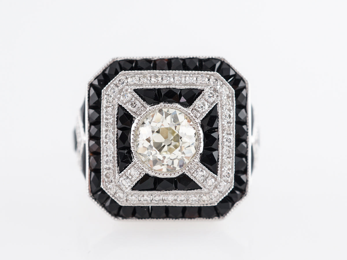 Diamond w/Onyx Cocktail Ring in Platinum