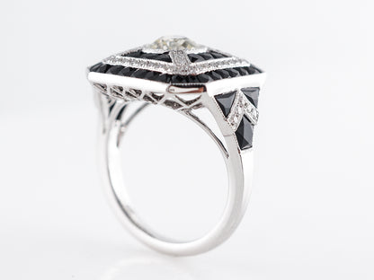 Diamond w/Onyx Cocktail Ring in Platinum