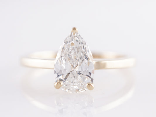 1 Carat Pear Diamond Engagement Ring 14k Yellow Gold