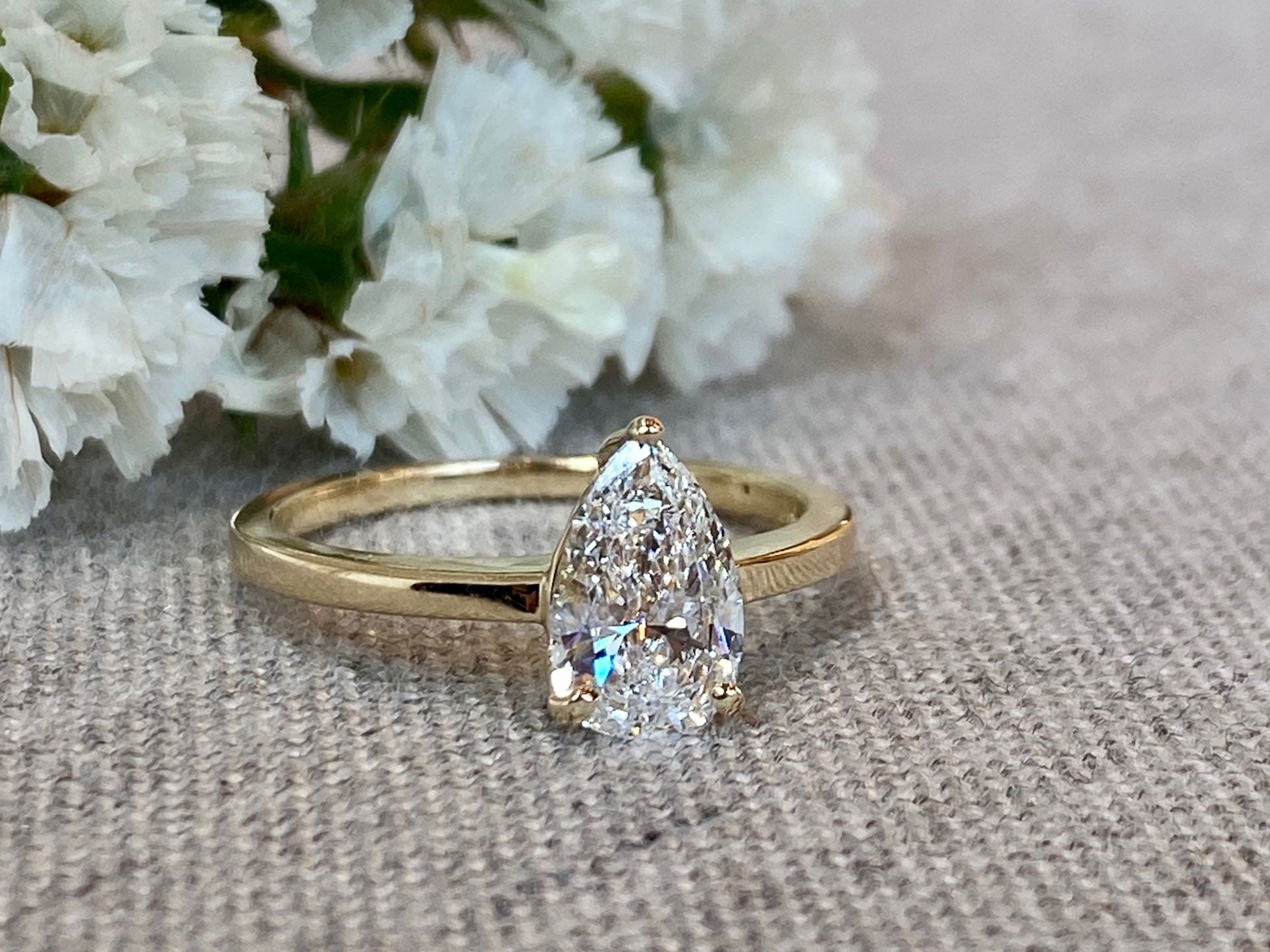 Carat Pear Diamond Engagement Ring 14k Yellow Gold – Filigree