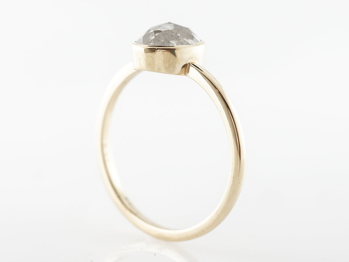 Rose Cut Grey Diamond Engagement Ring in Yellow Gold