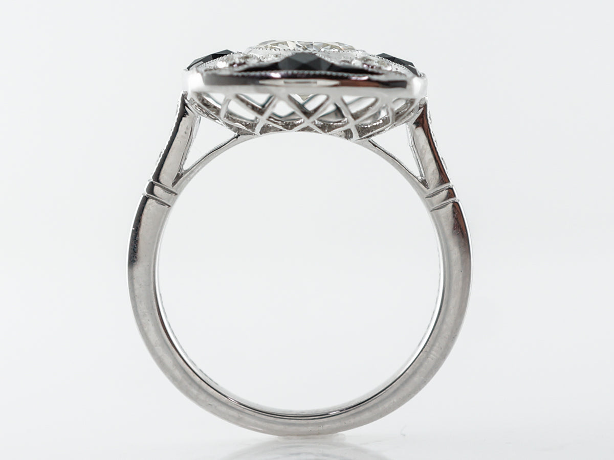 Diamond & Onyx Cocktail Ring in Platinum