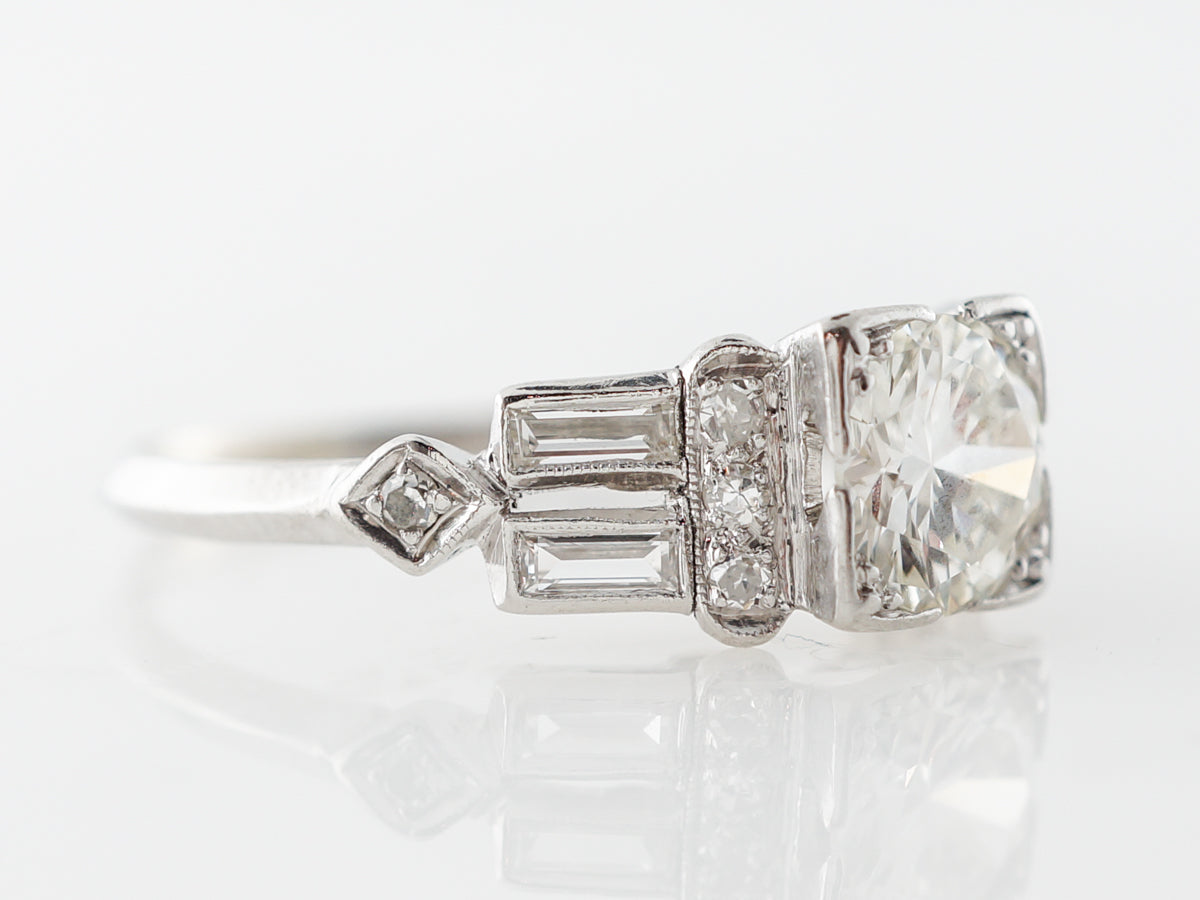 1 Carat Transitional Cut Diamond Engagement Ring Platinum