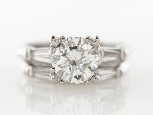 Mid-Century Wedding Ring Pair w/ 1 Carat Diamond in Platinum