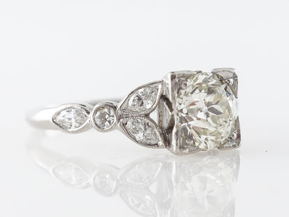 Vintage Floral Art Deco Diamond Engagement Ring in Platinum