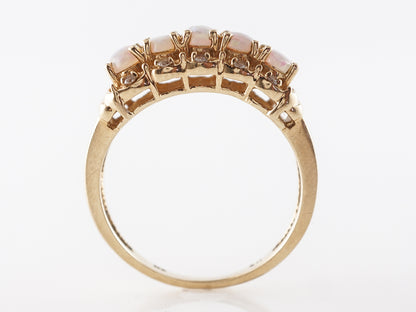 Cabochon Cut Opal & Diamond Ring in Yellow Gold