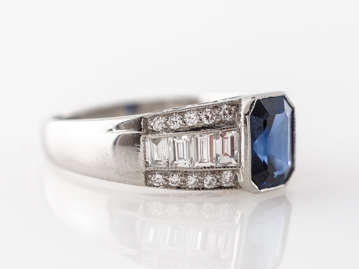 1.15 Emerald Cut Sapphire Engagement Ring in Platinum