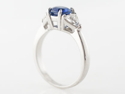 Sapphire & Diamond Three Stone Engagement Ring in Platinum
