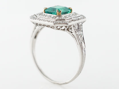 Emerald & Diamond Cluster Cocktail Ring in Platinum