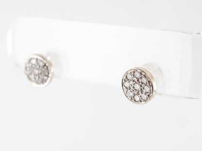 Diamond Pave Stud Disc Earrings in 14k Yellow Gold