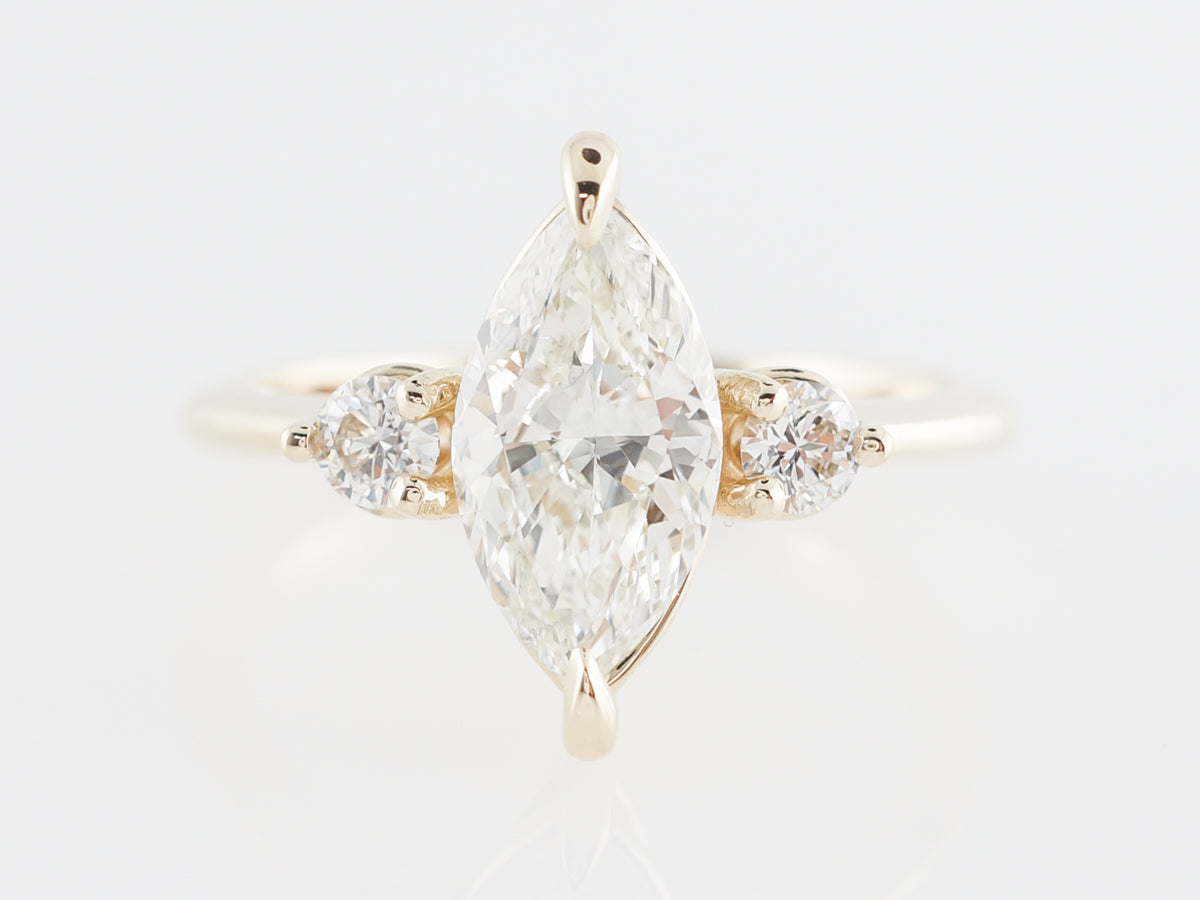 Marquise Cut Diamond Engagement Ring in 14k Yellow Gold