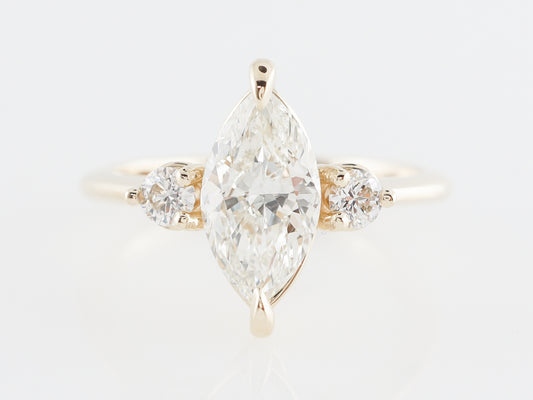 Marquise Cut Diamond Engagement Ring in 14k Yellow Gold