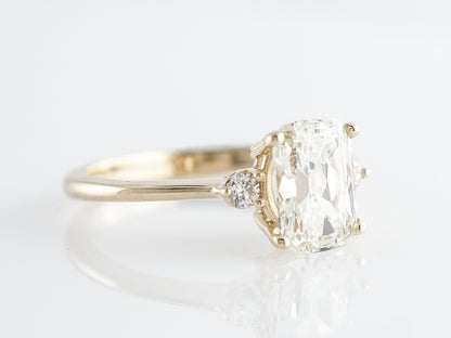 Custom Antique Cushion Cut Diamond Engagement Ring 14k