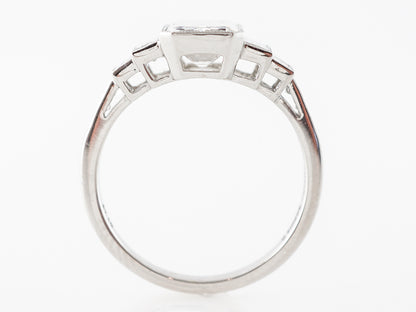 Deco Style Emerald Cut Diamond Engagement Ring in Platinum