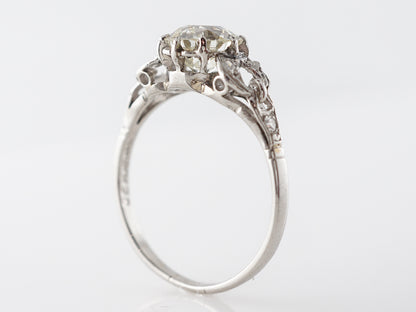 1.5 Carat Old European Diamond Engagement Ring Platinum