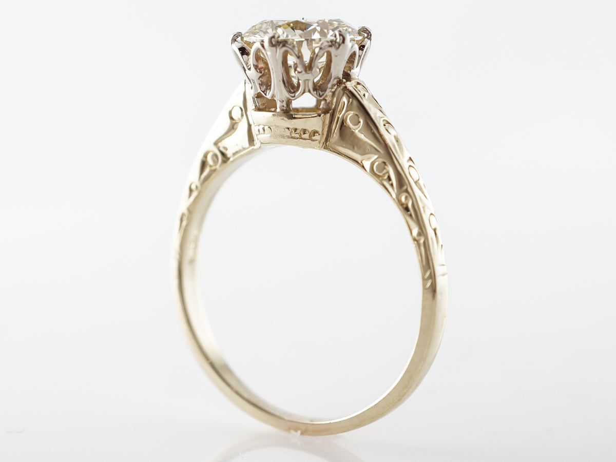 1.5 Carat Solitaire Diamond Art Deco Engagement Ring