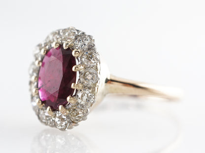 1.50 Carat Victorian Ruby & Diamond Cocktail Ring in 14K