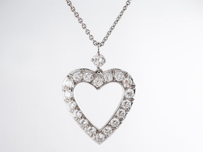 1.52 Carat Diamond Heart Necklace in Platinum