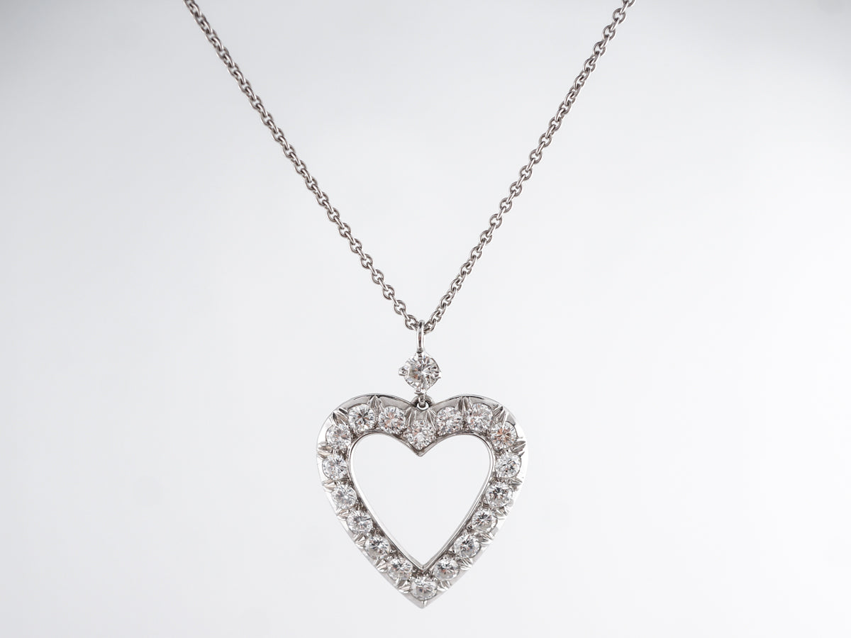 1.52 Carat Diamond Heart Necklace in Platinum