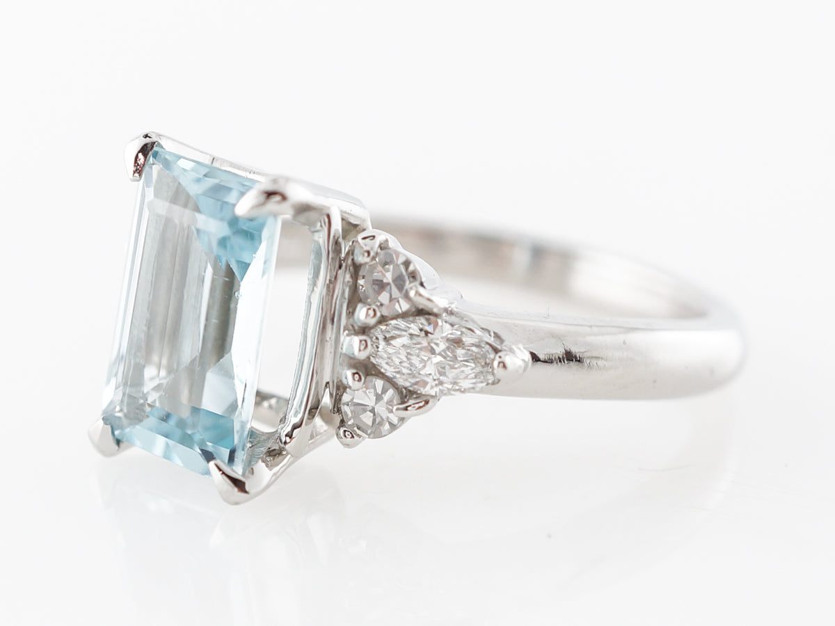 Aquamarine & Diamond Cocktail Ring in Platinum