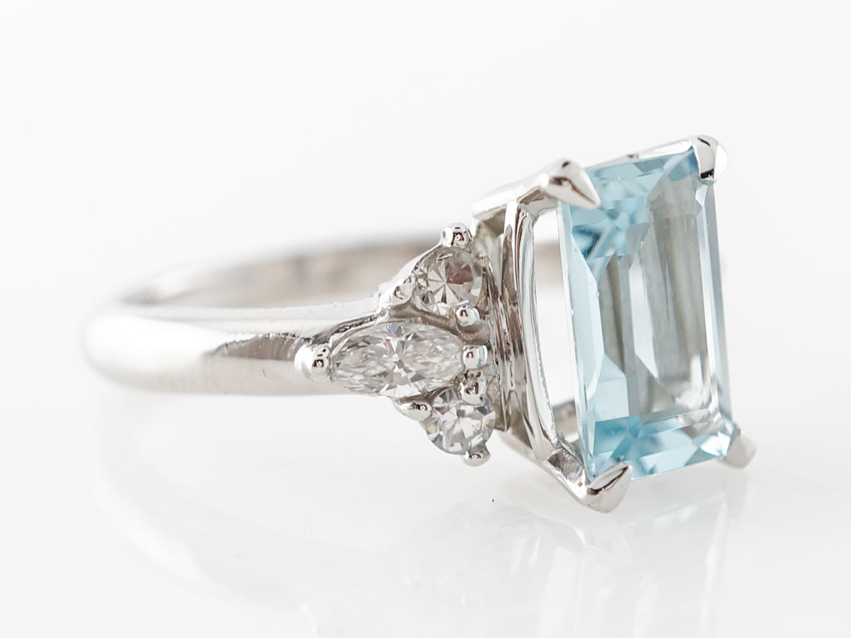 Aquamarine & Diamond Cocktail Ring in Platinum