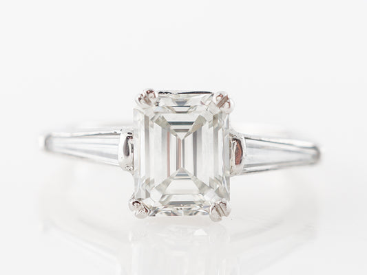 1.61 Emerald Cut Diamond Engagement Ring Platinum