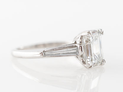 1.61 Emerald Cut Diamond Engagement Ring Platinum