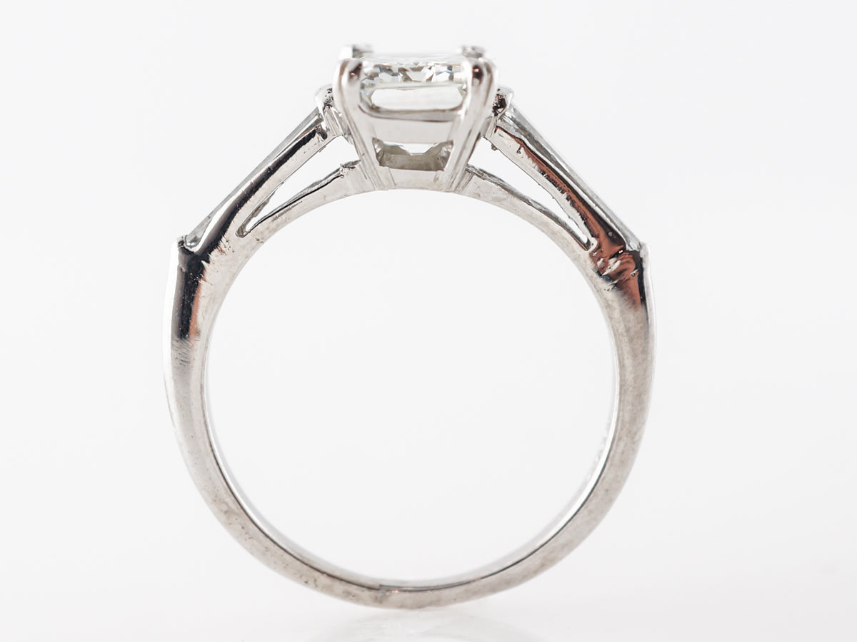 1.61 Emerald Cut Diamond Engagement Ring Platinum