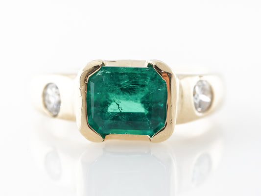 Emerald & Diamond Cocktail Ring in 18k Yellow Gold