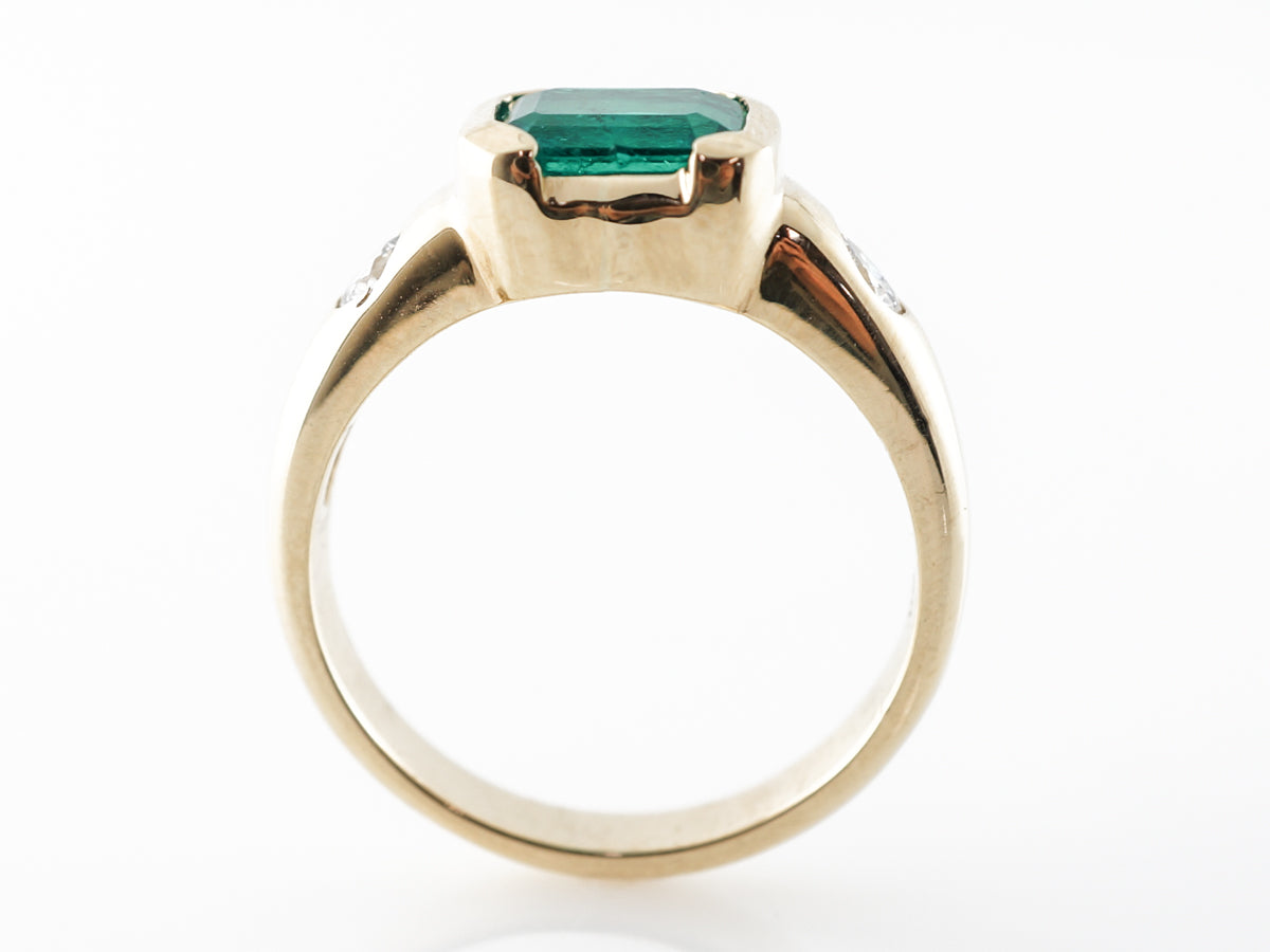 Emerald & Diamond Cocktail Ring in 18k Yellow Gold