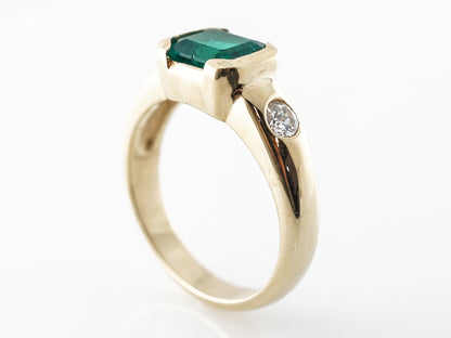 Emerald & Diamond Cocktail Ring in 18k Yellow Gold
