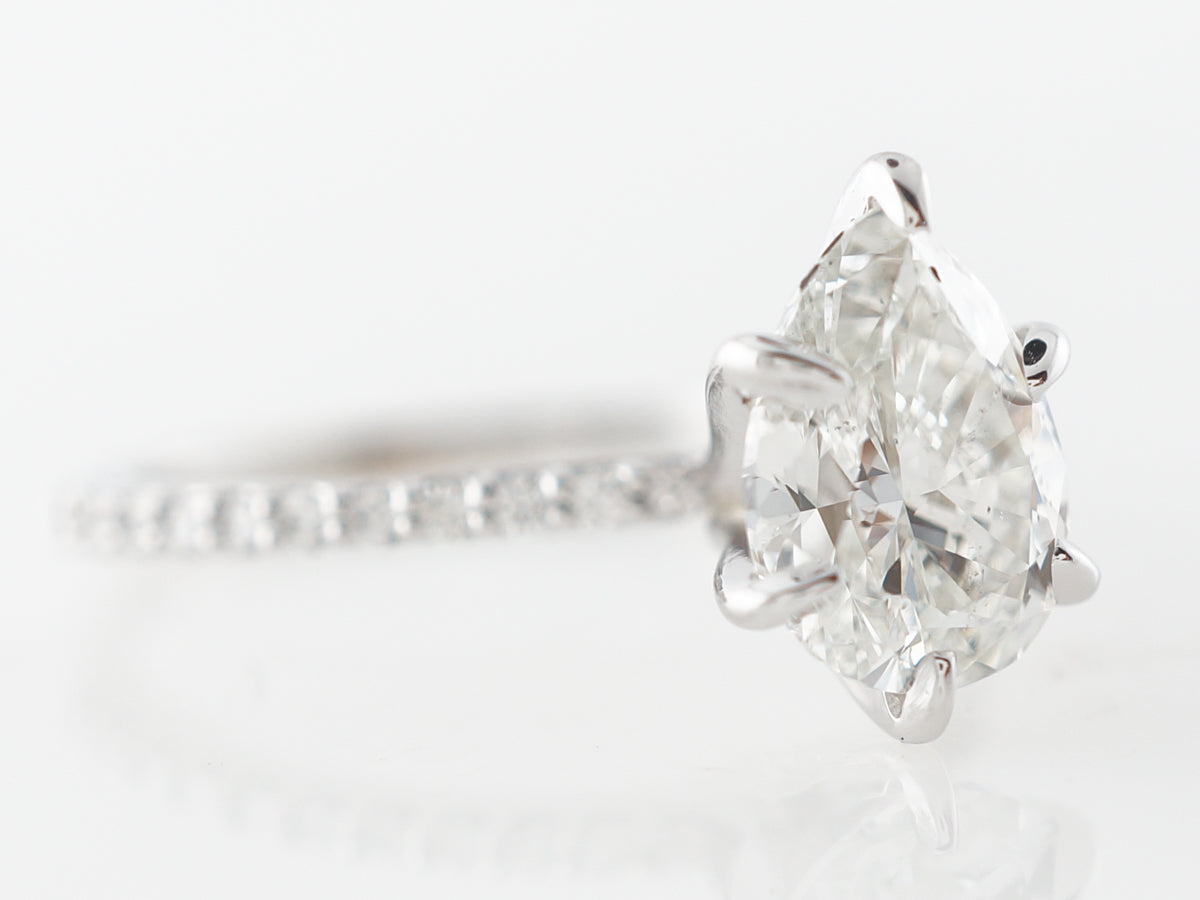 Pear Cut Diamond Engagement in 14k White Gold