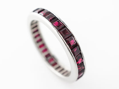 Square Cut Ruby Eternity Band in Platinum