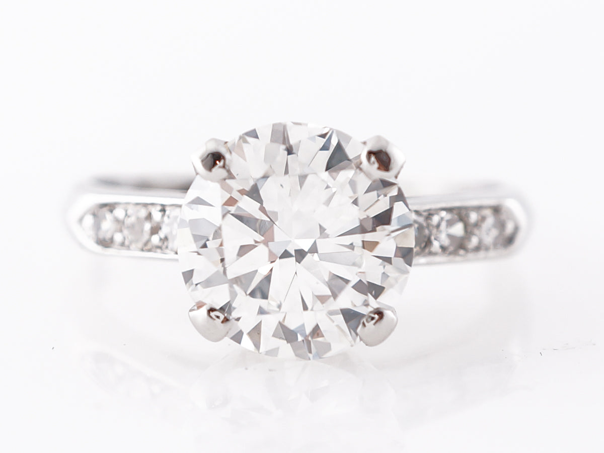 1.87 Carat Round Brilliant Cut Diamond Engagement Ring in Platinum