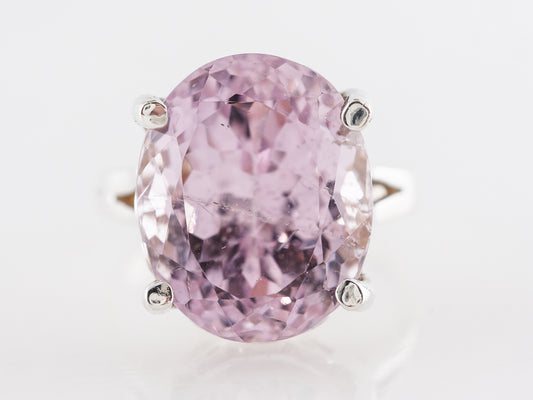 10 Carat Oval Kunzite Cocktail Ring in 14k White Gold