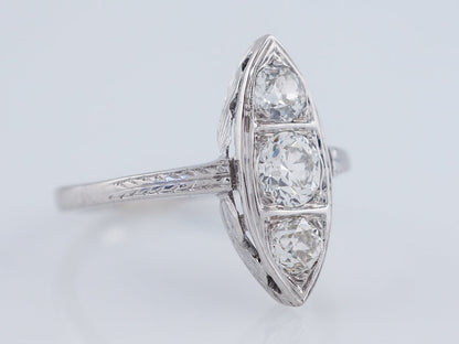 Antique Right Hand Ring Edwardian .72cttw Old European Cut Diamonds in 18k White Gold