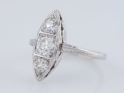 Antique Right Hand Ring Edwardian .72cttw Old European Cut Diamonds in 18k White Gold