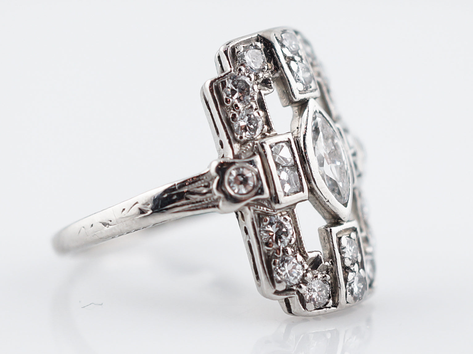Antique Right Hand Ring Edwardian .61 Old Cut Diamonds in PlatinumComposition: Platinum Total Diamond Weight: .61ct Total Gram Weight: 4.30 g