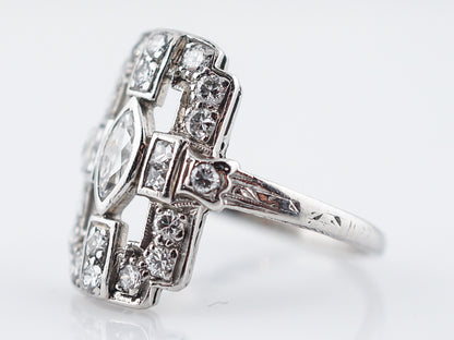 Antique Right Hand Ring Edwardian .61 Old Cut Diamonds in Platinum