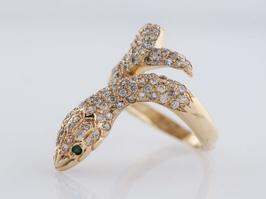 Modern Right Hand Snake Ring .95cttw Round Brilliant Cut Diamonds in 14k Yellow Gold